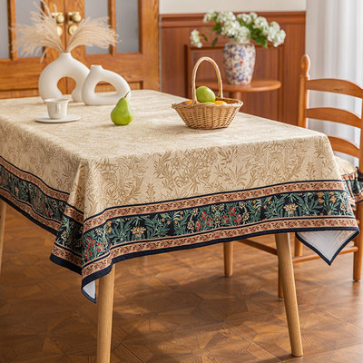 美式复古氛围感桌布防水田园风餐桌布台布圆桌茶几长方形盖布定制