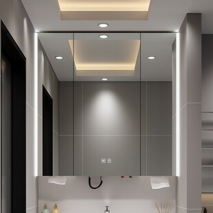 加高浴室通顶镜柜单独智能镜箱卫生间镜子收纳一体挂墙式带置物架