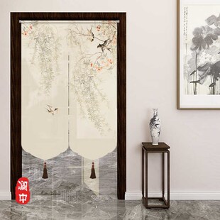 中式古风入户g门帘隔断帘挡风卧室卫生间家用透风不透人挂帘免打