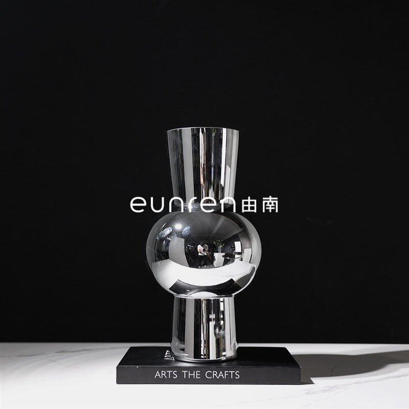 欧式现代轻奢时尚玻璃花瓶干花器摆件样板房客厅玄关家居装饰摆设