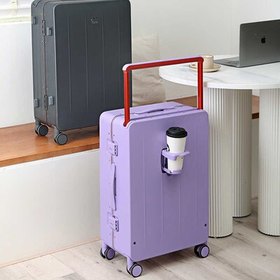 宽拉杆铝框行李箱女杯架新款结实耐用20寸旅行密码箱静音高颜值26