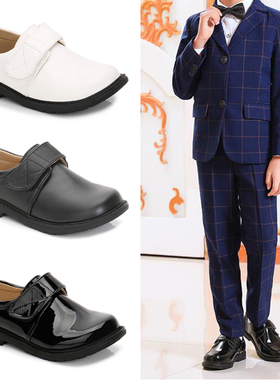 白黑色男童小皮鞋哑光小学生开学毕业典礼初中生校服合唱演出鞋子