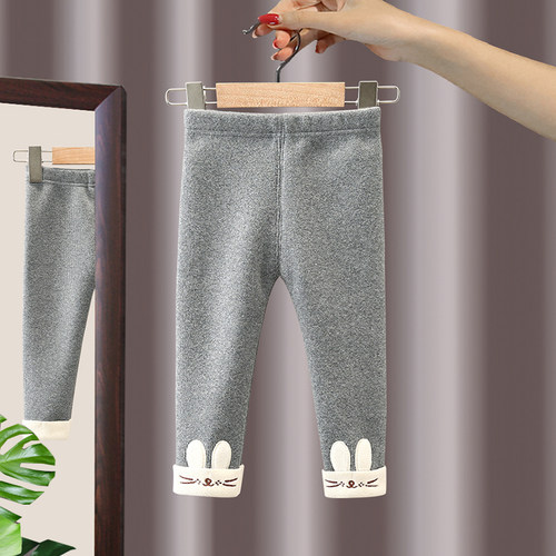 女宝宝加绒打底裤1外穿棉裤女童秋冬季一体绒长裤3小女孩保暖裤子