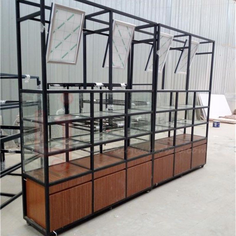 铁艺面包柜蛋糕展示柜蛋糕模型柜面包货架K抽屉/敞开式边柜错层款