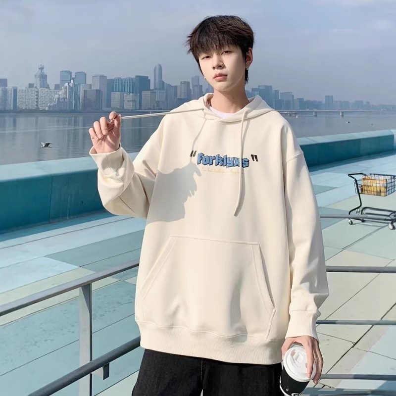 春装2025男大童针织长袖体恤帽衫简潮青少年男孩连帽卫衣宽松休闲