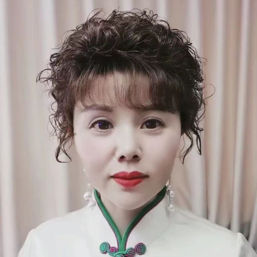 假发女片头顶补发块真发短卷发无痕遮白发蓬松玉米须羊毛卷假发片