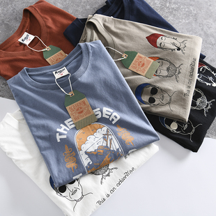 超百搭!升级高克重纯棉 夏季新款青春男女印花情侣圆领T恤短袖潮