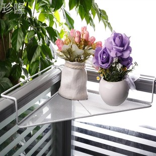 办公室三角多层花架桌面工位隔板置物架阳台护栏悬挂式转角收纳架