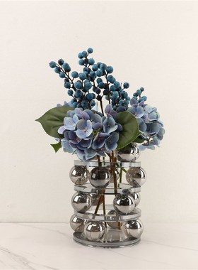 北欧轻奢极简水晶圆球层叠花器样板间酒柜客厅桌面家居饰品摆件