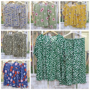 睡衣女士夏季短袖七分裤人造棉棉绸夏天薄款家居服卡通大码套装