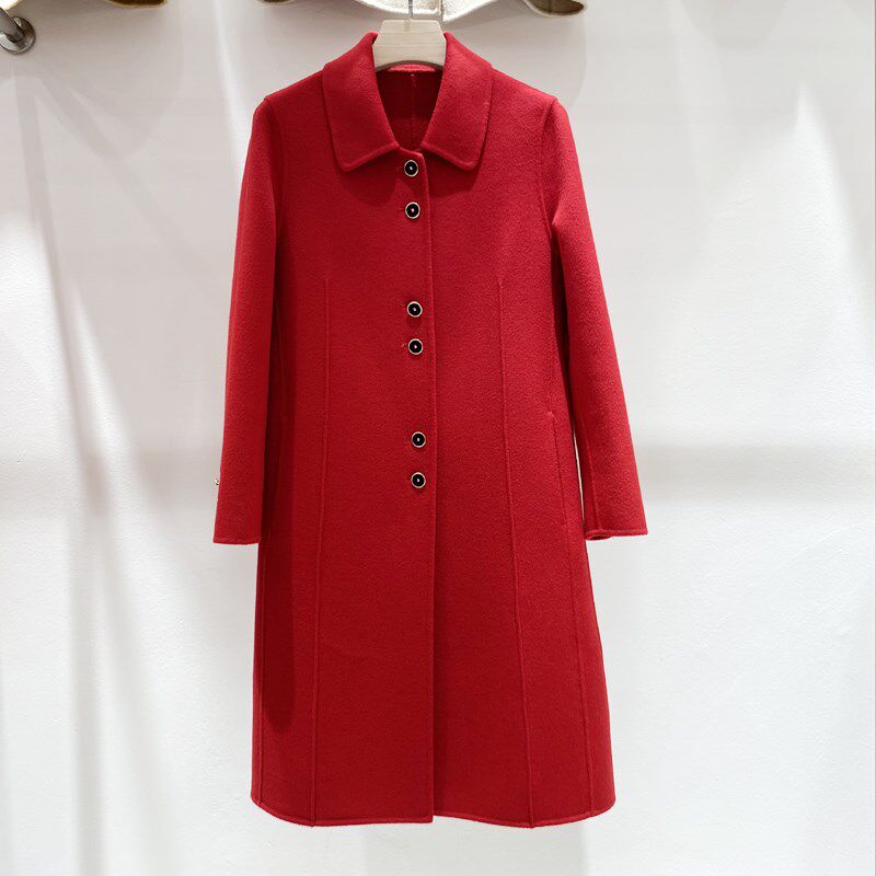 2024新款高端双面羊绒大衣女中长款羊毛呢子外套修身中年妈妈装秋