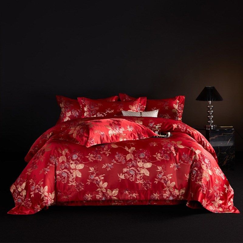 全棉四件套100支提花高精密锦缎色织柔软舒适亲肤高级感床上用品