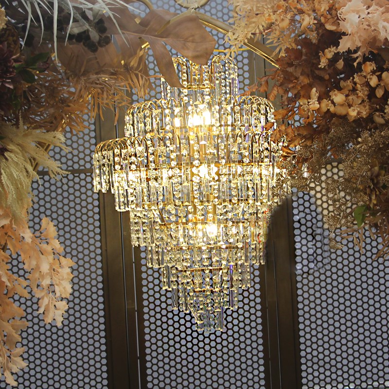 新款婚庆道具仪式亭水晶吊灯铁艺金色电镀婚礼装饰灯橱窗舞台节日