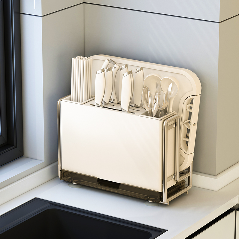 新款厨房置物架台面菜板架刀架一体多功能专用放筷笼子砧板收纳架