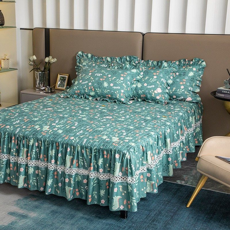 韩版全棉床裙式单件田园小s碎花边纯棉夹棉加厚床单四季款1.8m床,床上用品,床裙,淘宝优惠券,粉丝福利购,淘宝优惠卷