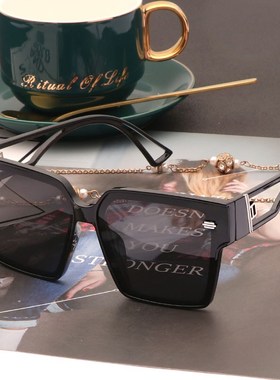 2022新款大框墨镜女韩版潮白色方形偏光太阳眼镜个性镂空宽腿防晒