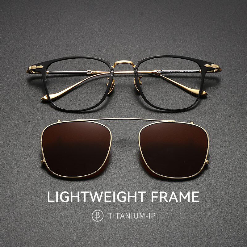 155宽纯钛眼镜近视黑框男端加宽大脸日系轻奢磁吸套镜夹片墨镜