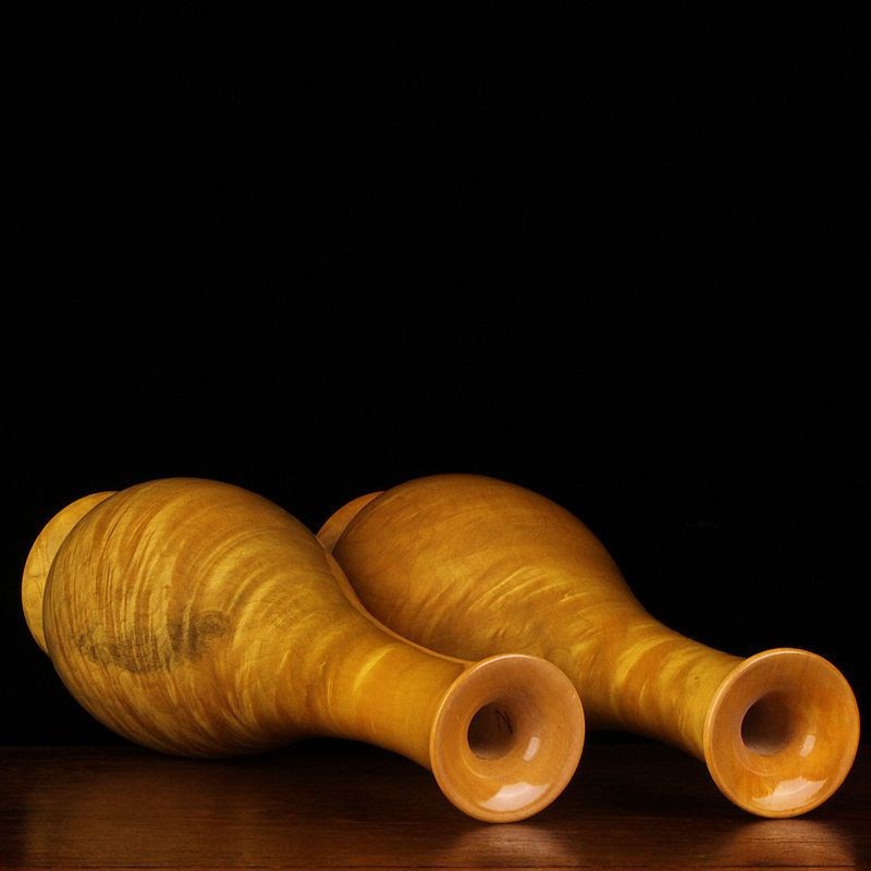 金丝楠木素面花瓶擦漆款一对装饰摆件观音玉净瓶送礼佳品