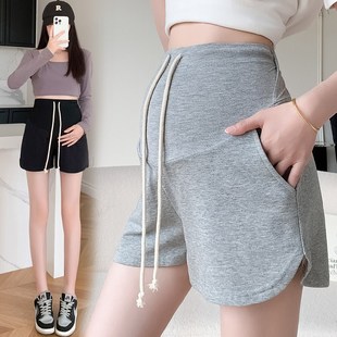 孕妇夏装抽绳托腹裤子夏季外穿短裤宽松大码阔腿裤夏天怀孕运动裤