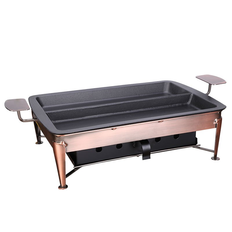 长方形木炭酒精烤鱼炉碳烤炉餐厅商用铸铁烤鱼盘家用海鲜大咖炉子