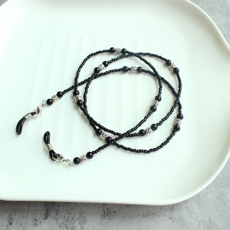 高品质老花近视太阳眼镜链串圆珠挂绳挂链防掉防滑复古凹造型黑红