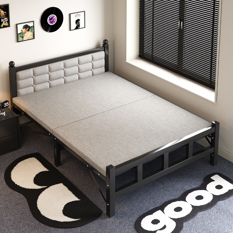 折叠床双人床成人家用卧室1米2单人床1米5简易加厚加固加粗铁艺床