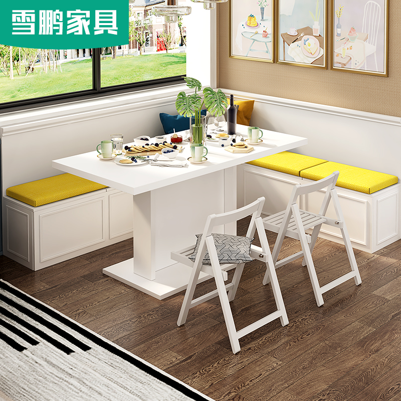 卡座餐桌家用定制餐厅餐桌椅组合北E欧沙发储物柜小户型桌子饭桌