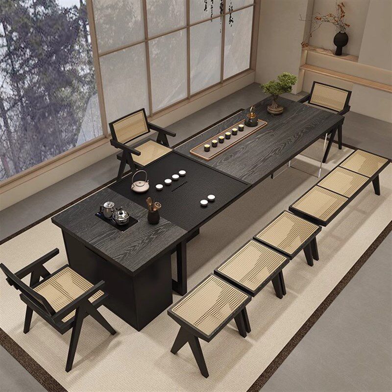 实木大板茶桌茶几轻奢桌椅组合高级现代家用茶台泡茶一体高端休闲