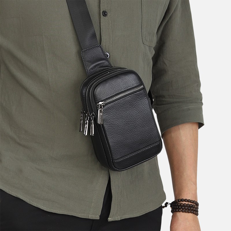 斜挎胸包男真皮小包2024新款软皮手机包头层牛皮迷你挎包男士背包