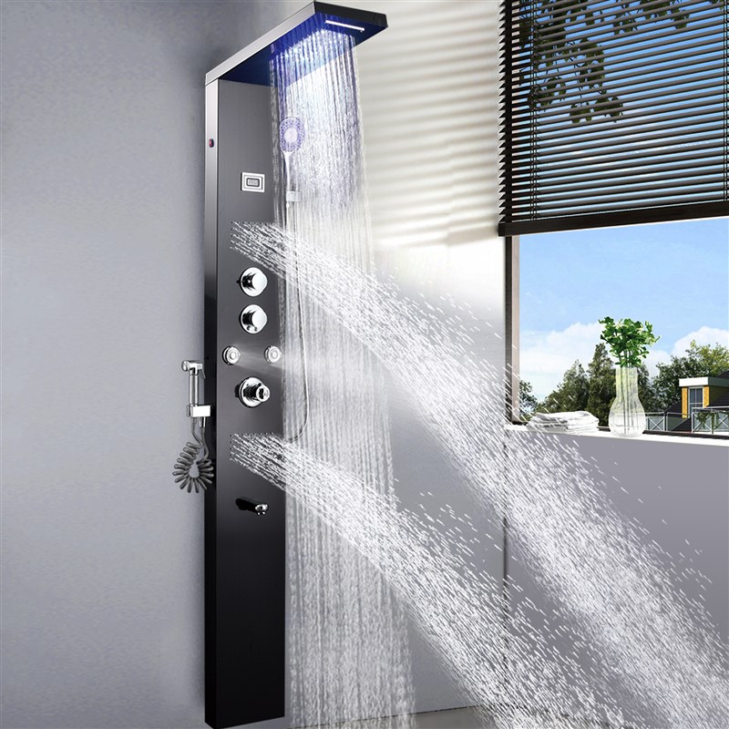 落地304不锈钢淋浴屏花洒恒温花洒套装家用挂墙式沐浴淋浴器喷头