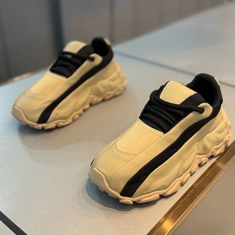 老爹鞋轻奢小众机车风运动休闲鞋2024年秋冬新款男鞋皮面情侣鞋子