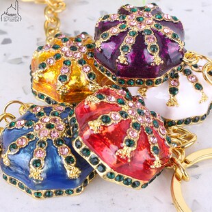 新疆旅游纪念品合金镶钻特色民族四角帽子圈帽子挂件饰品小礼品