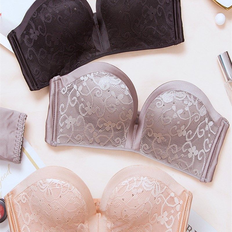无肩带文胸聚拢防滑小胸加厚胸贴女婚纱用无带内衣防脱落隐形胸罩