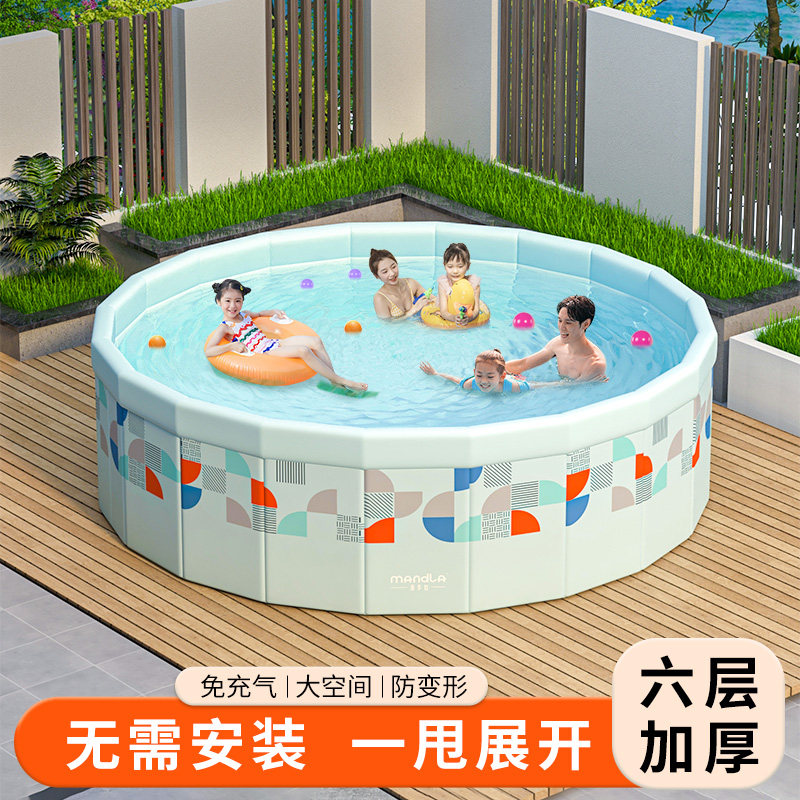 游泳池家用儿童免充气可折叠水池家庭婴儿游泳桶户外圆形支架泳池图片