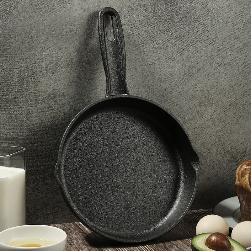 加厚铸铁小平底锅无涂层牛排煎锅不粘煎蛋锅宝宝辅食锅生铁迷你锅