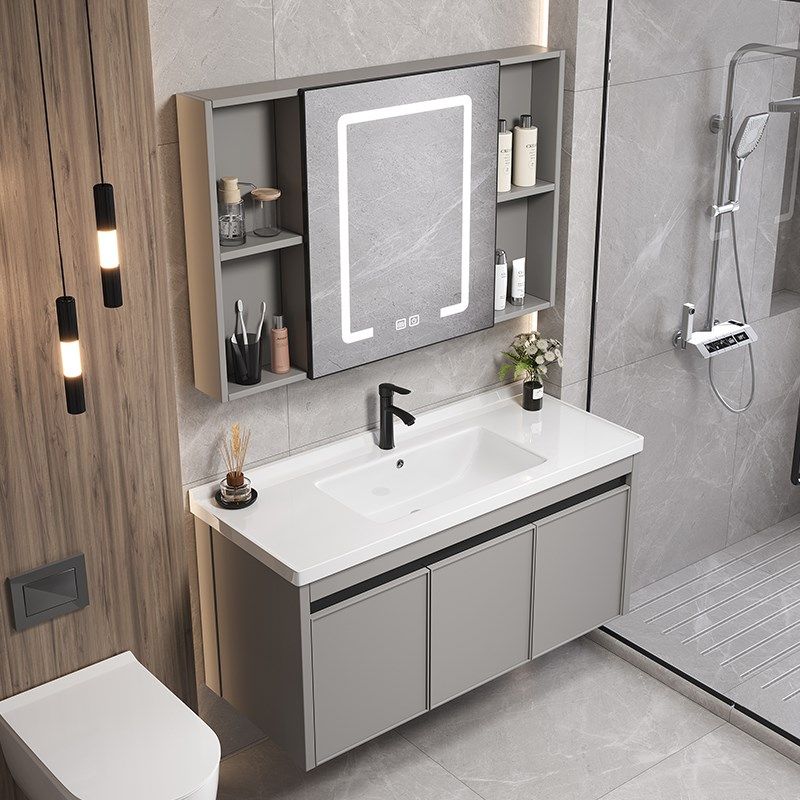 简约太空铝浴室柜卫生间挂墙式洗手盆小户型洗脸盆柜组合岩板面盆,家装主材,浴室柜组合,淘宝优惠券,粉丝福利购,淘宝优惠卷