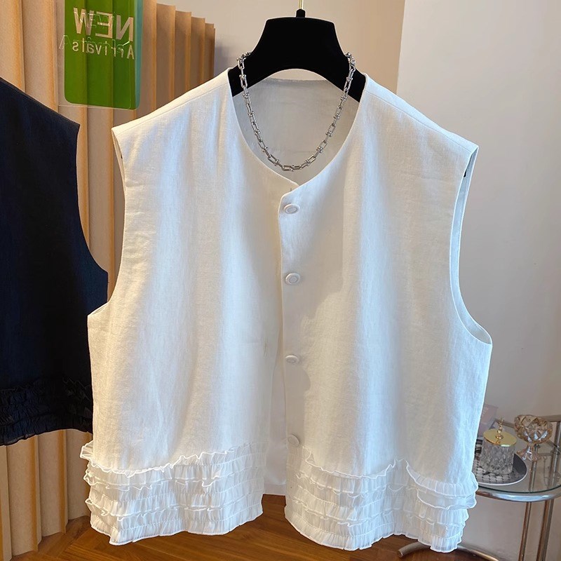 特大码300斤高级感西装马甲男女装宽松休闲薄款叠穿无袖坎肩背心2