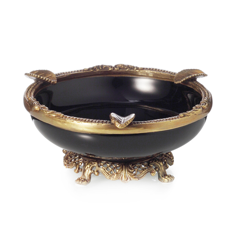 欧式陶瓷配铜装饰烟灰缸高档家居客厅F茶几创意烟槽烟碟工艺品摆