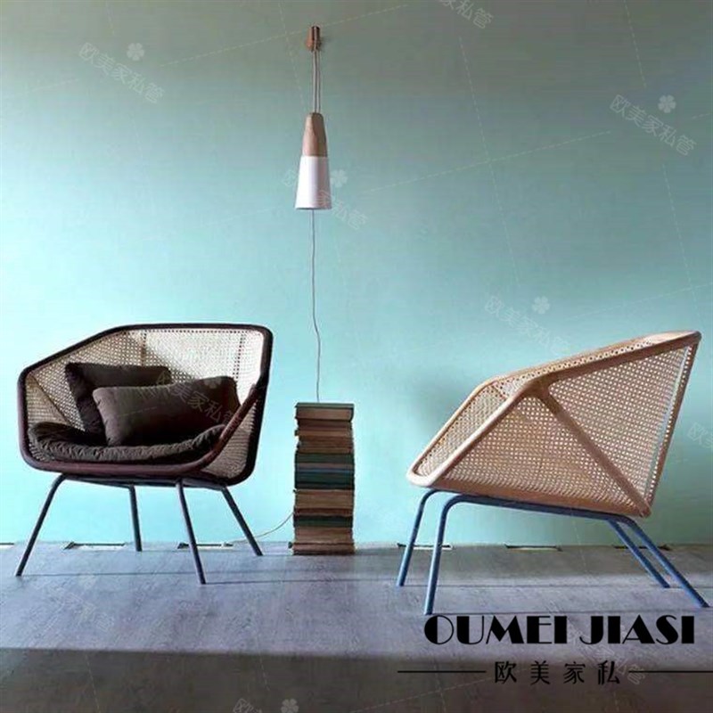 欧式复古藤编g沙发椅简约现代家用客厅阳台酒店咖啡休闲椅洽谈椅