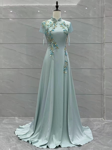 晚礼服2025新款高端舞台主持人民族声乐演出服学生毕业连衣裙