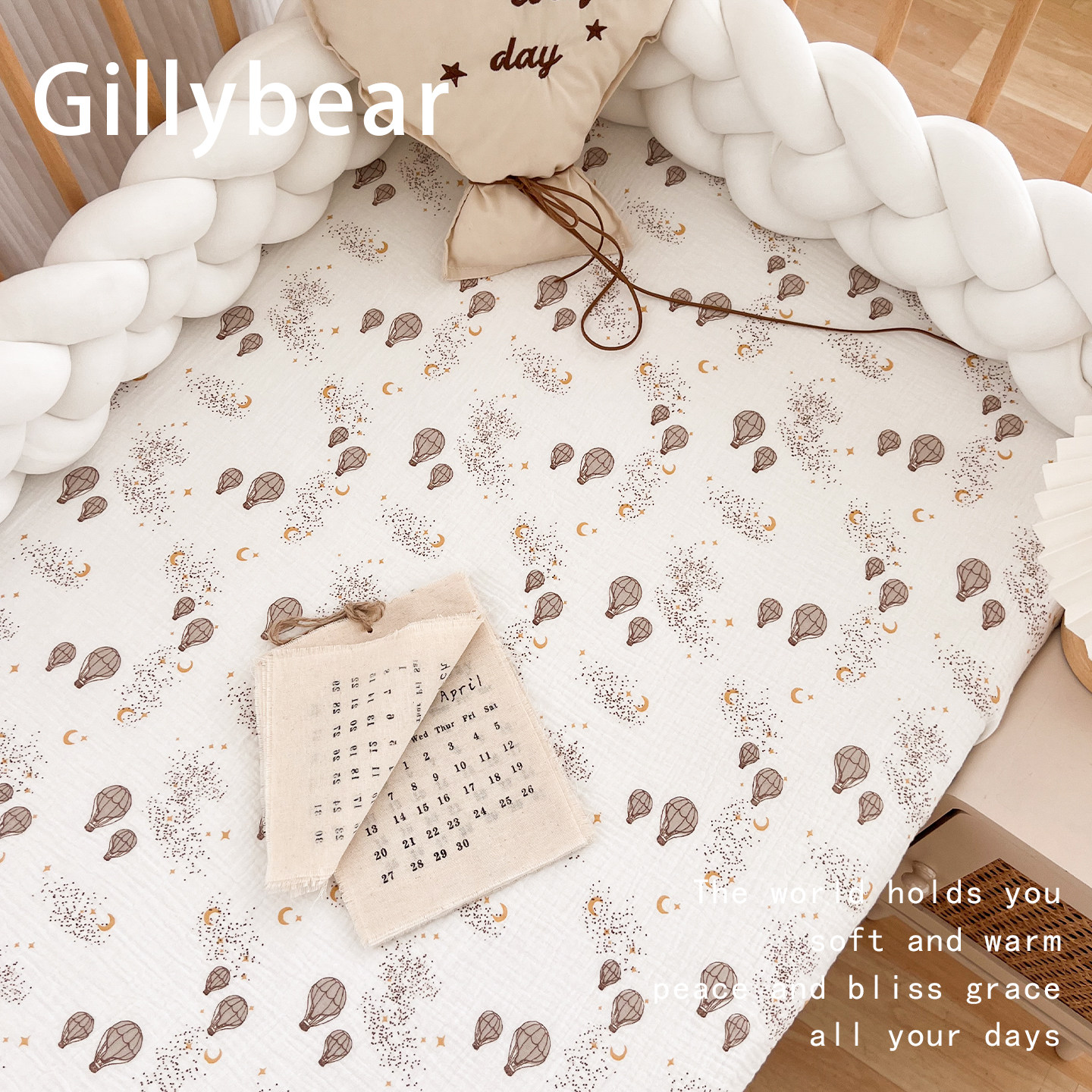 gillybear婴儿床笠全棉纱布床罩