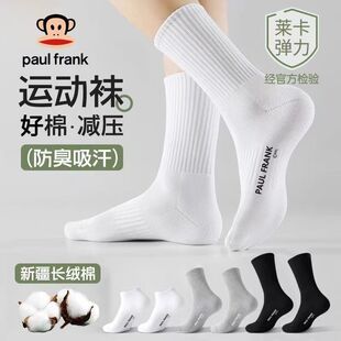 大嘴猴新疆棉男士 中筒长袜毛巾运动抗菌透气吸汗防臭 袜子四季