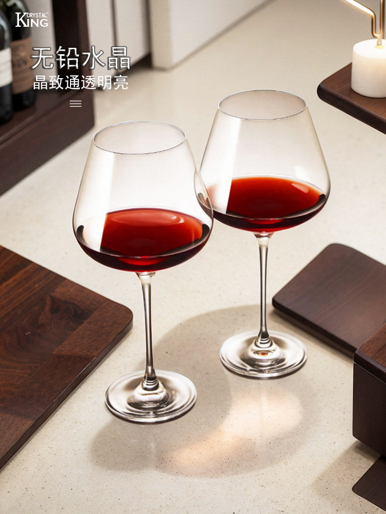 勃艮第大肚红酒杯轻奢高级感家用水晶玻璃高脚杯大容量葡萄酒杯子