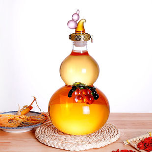 2斤5斤玻璃葫芦泡酒酒瓶造型人参药酒专用加厚透明密封玻璃瓶耐热