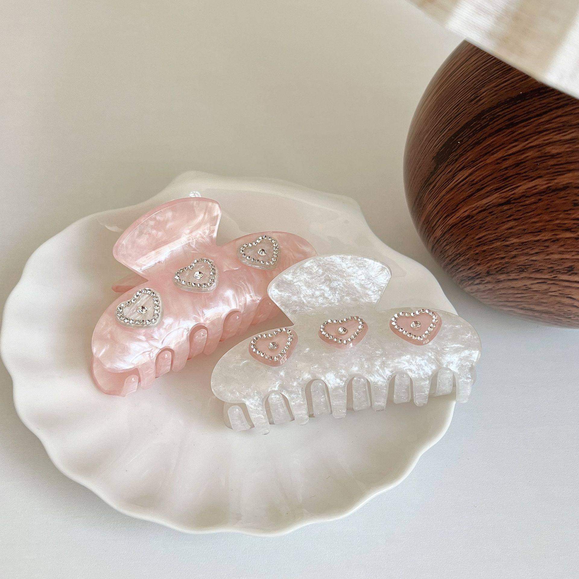 韩系ins风闪钻爱心醋酸抓夹小众法式发夹鲨鱼夹粉甜美少女发夹新,饰品/流行首饰/时尚饰品新,发饰,淘宝优惠券,粉丝福利购,淘宝优惠卷