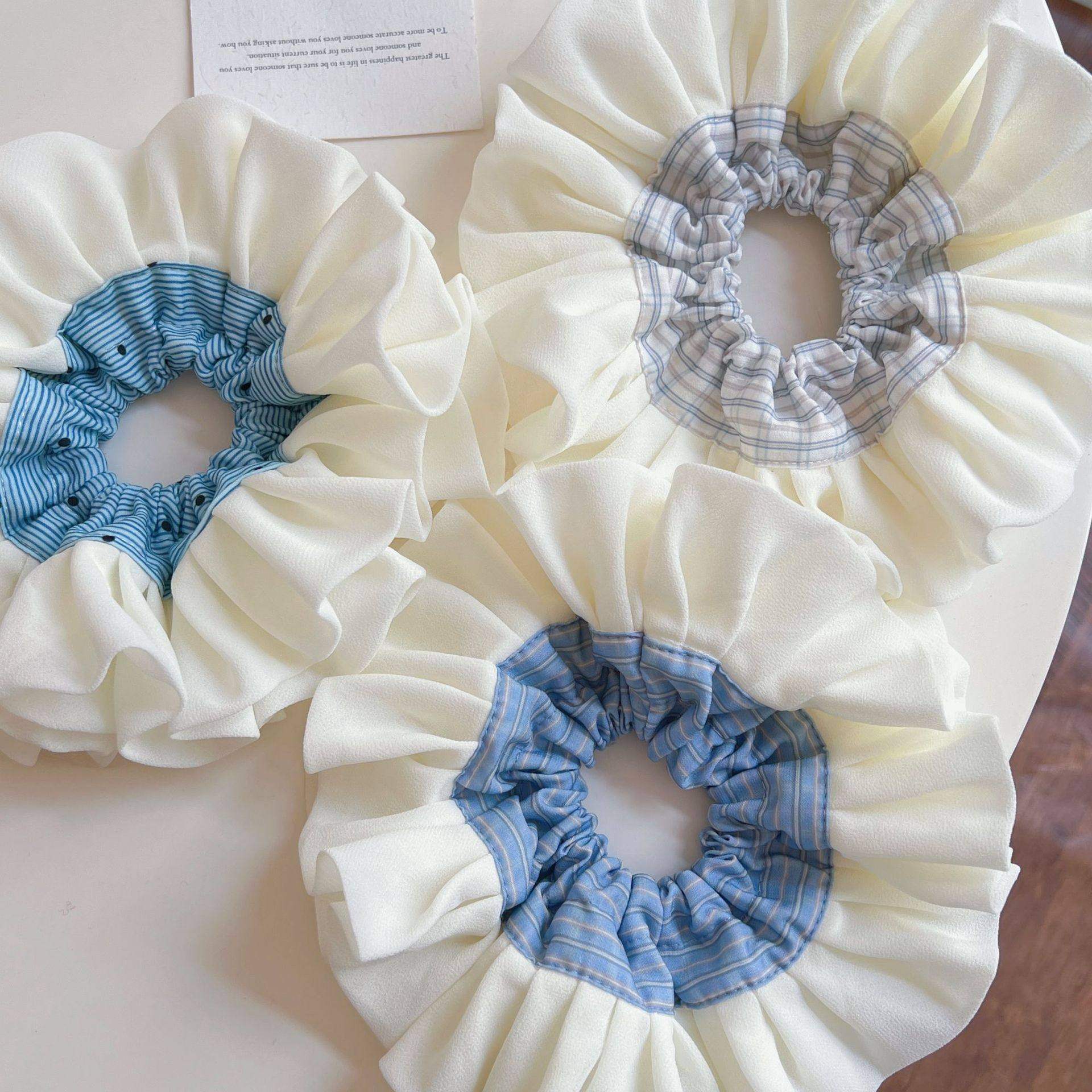 超大版奶油缎面花边芭蕾风蓝条纹大肠发圈头花甜美公主感绝美发绳,饰品/流行首饰/时尚饰品新,发饰,淘宝优惠券,粉丝福利购,淘宝优惠卷