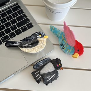 大雁南飞春夏发夹透明清新抓夹百搭卡通鲨鱼夹子半扎发饰品新品女