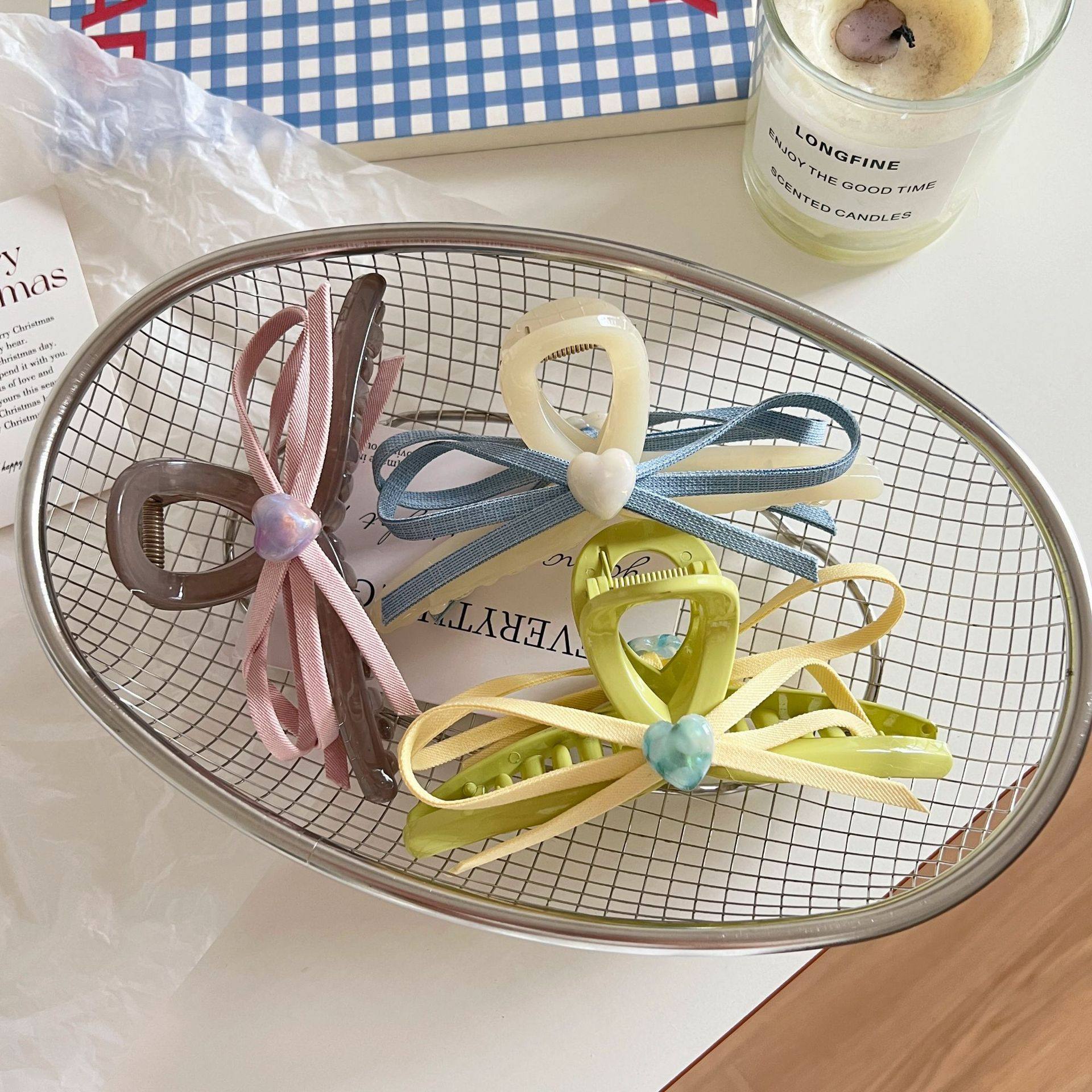 爱心蝴蝶结抓夹甜美缎带气质发抓后脑勺盘发夹子发夹网红鲨鱼夹