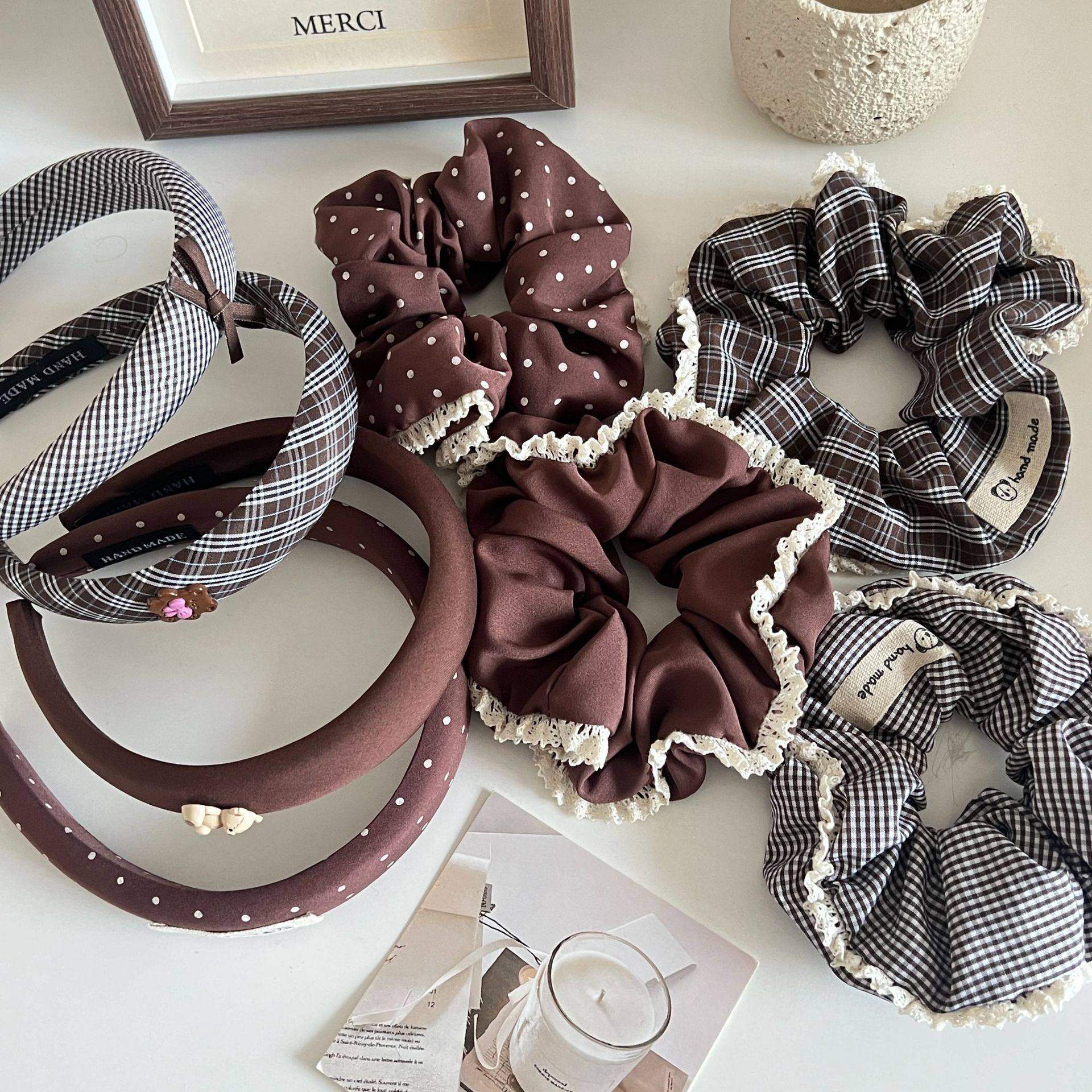 温柔复古蕾丝波浪花边发圈咖色丸子头扎发大肠圈森系头绳发绳发饰,饰品/流行首饰/时尚饰品新,发饰,淘宝优惠券,粉丝福利购,淘宝优惠卷