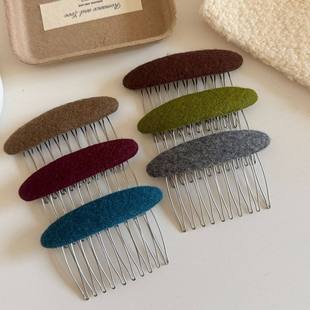 韩国ins秋冬新款质感纯色布艺金属发簪插梳 时尚简约顶夹头饰发饰